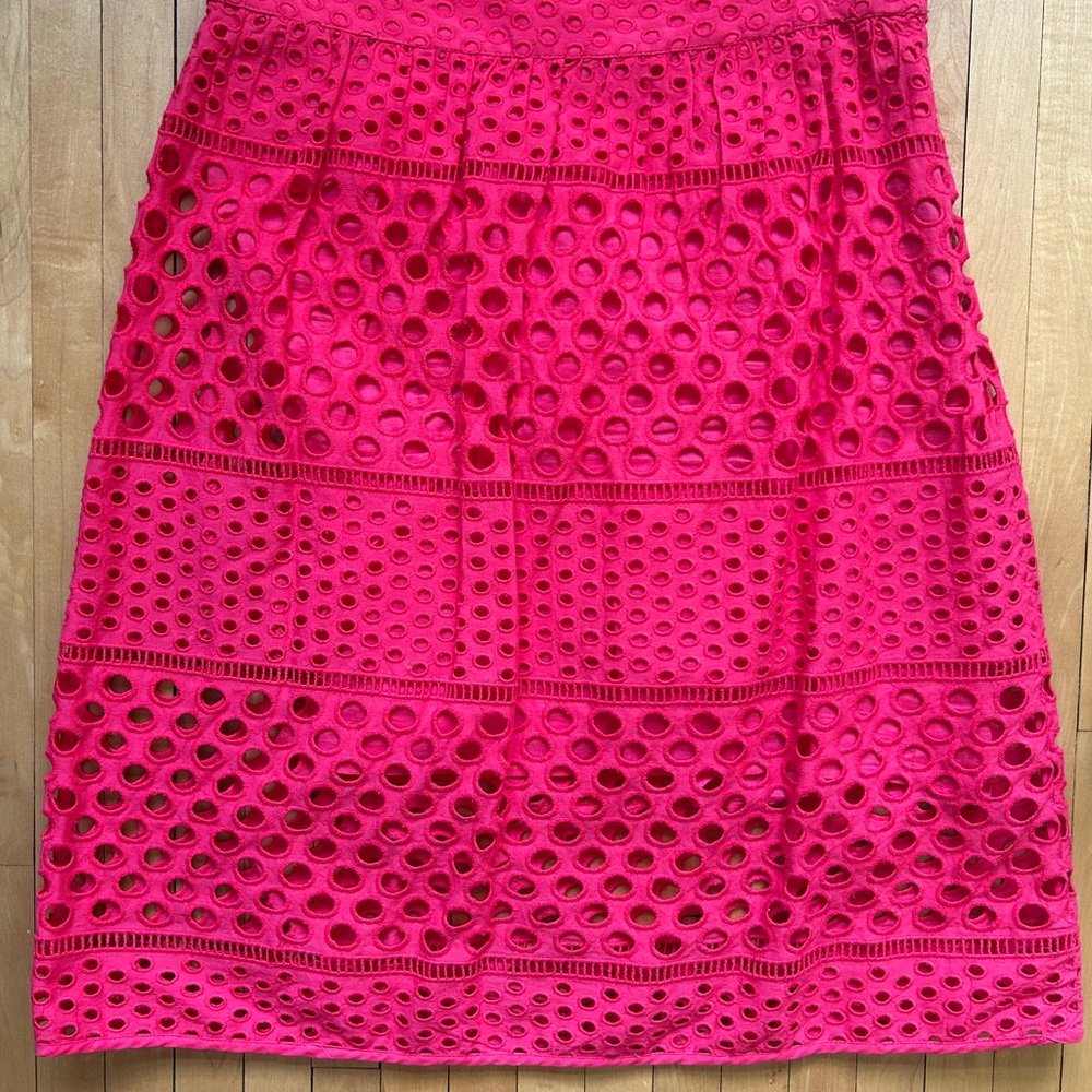 LOFT Bright Pink Eyelet A-Line Skirt